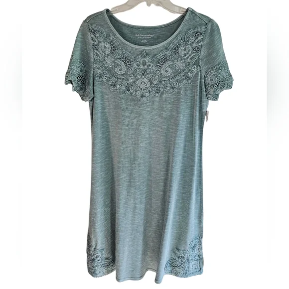 Soft Surroundings Womens Blue Lace Tunic Dress Medium NWT Boho Embroidered Flowy - Picture 2 of 8
